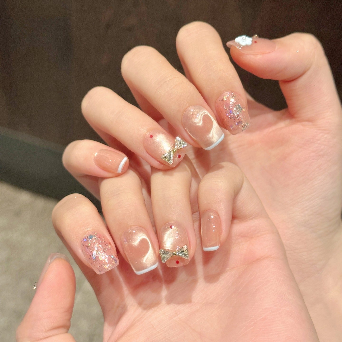 Sweet and light pink series nail art wearable armor