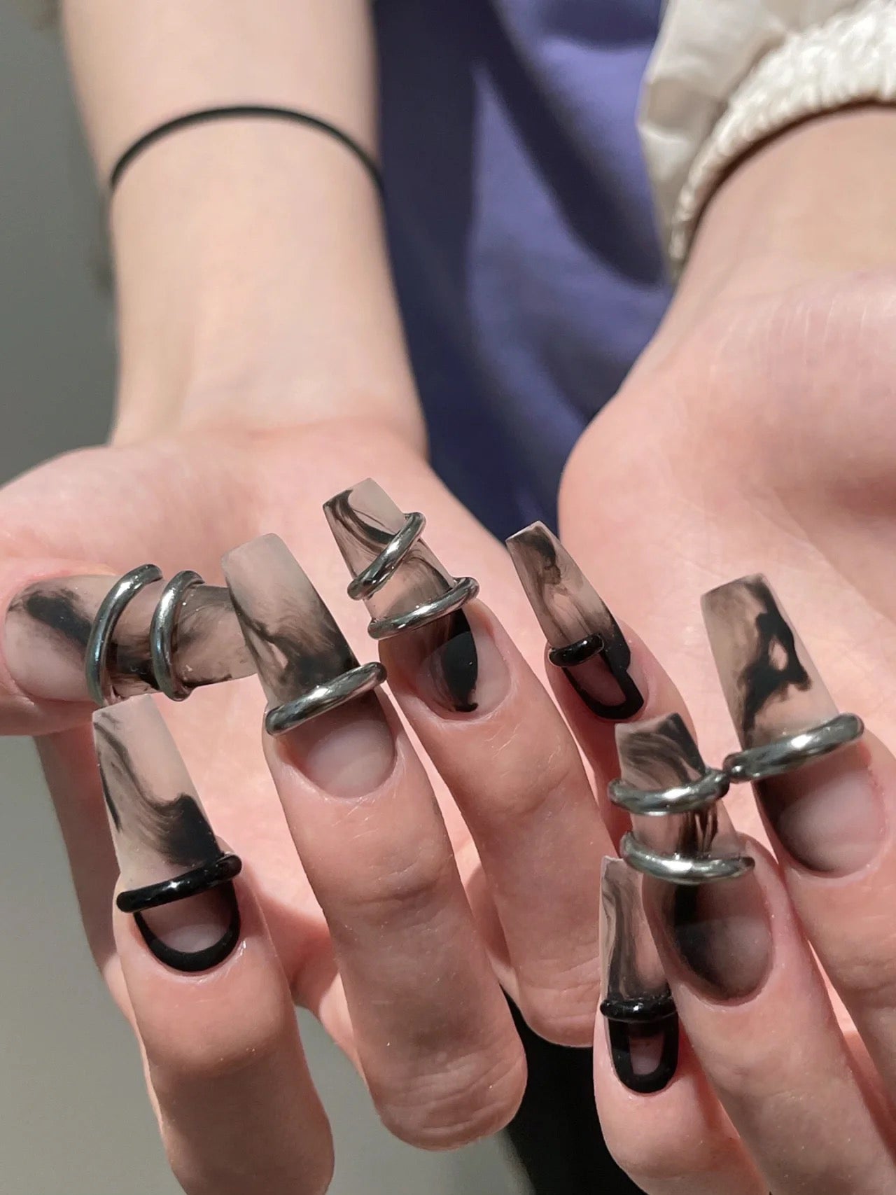 Ink and Wash Painting | Pure Handmade Wearable Nails, New Chinese style, hand-dyed Handmade nail art, wearable nails, False nails, patch nail art