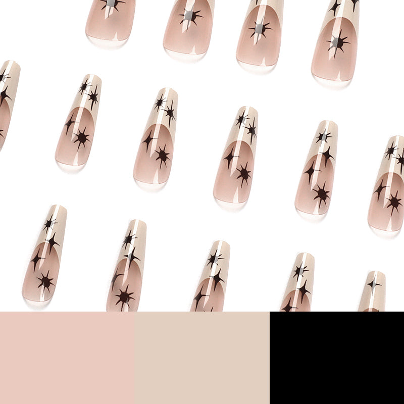 New spring and summer mid-length nude star-shaped hand-made wearable nail nail and nail art whitening finished nail
