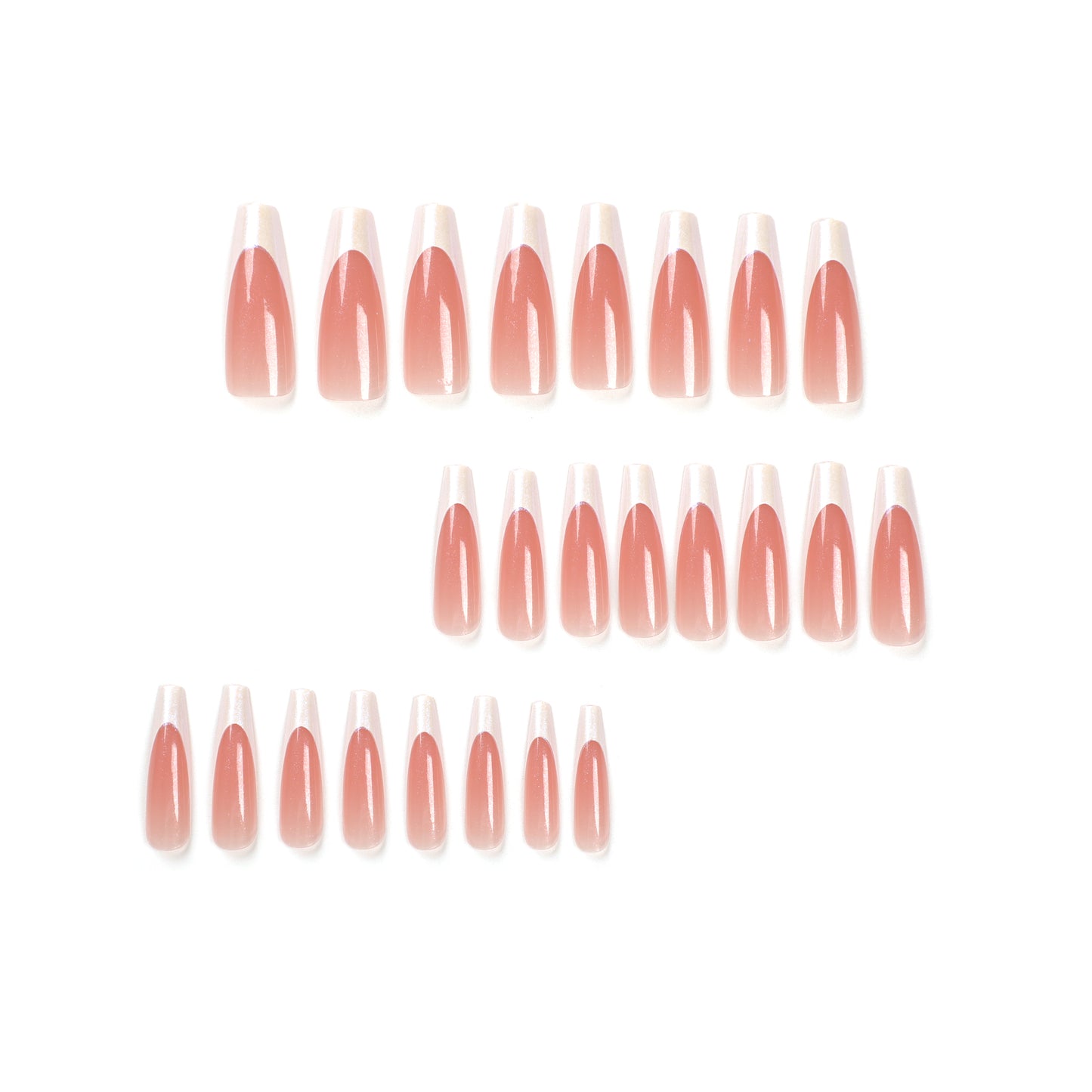 Wearable nail stickers, simple and gentle pink French nail strips, nail finished products, wearable fake nail strips, fake nails