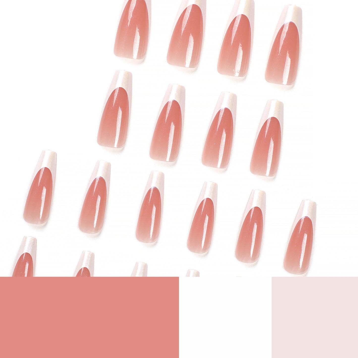 Wearable nail stickers, simple and gentle pink French nail strips, nail finished products, wearable fake nail strips, fake nails