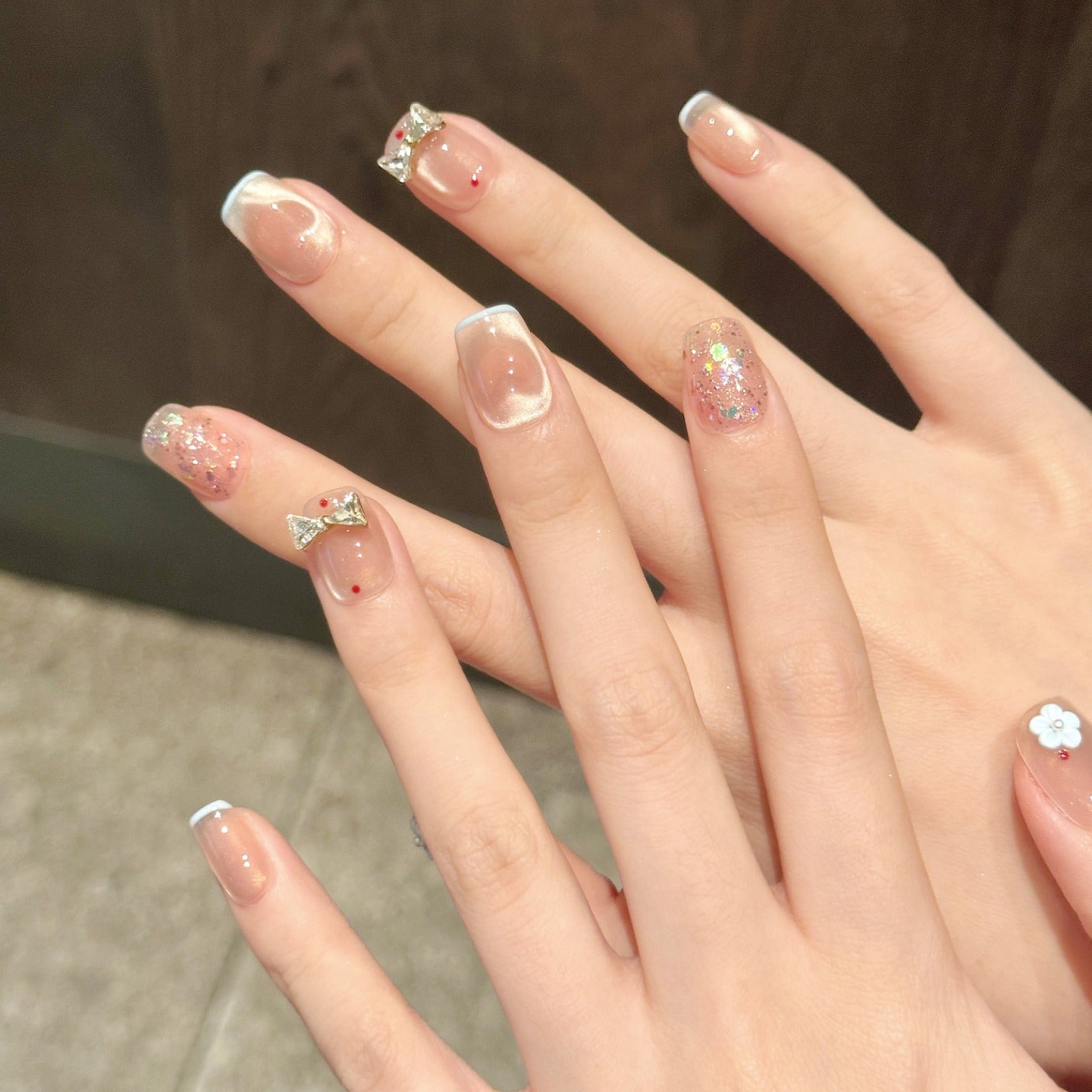 Sweet and light pink series nail art wearable armor
