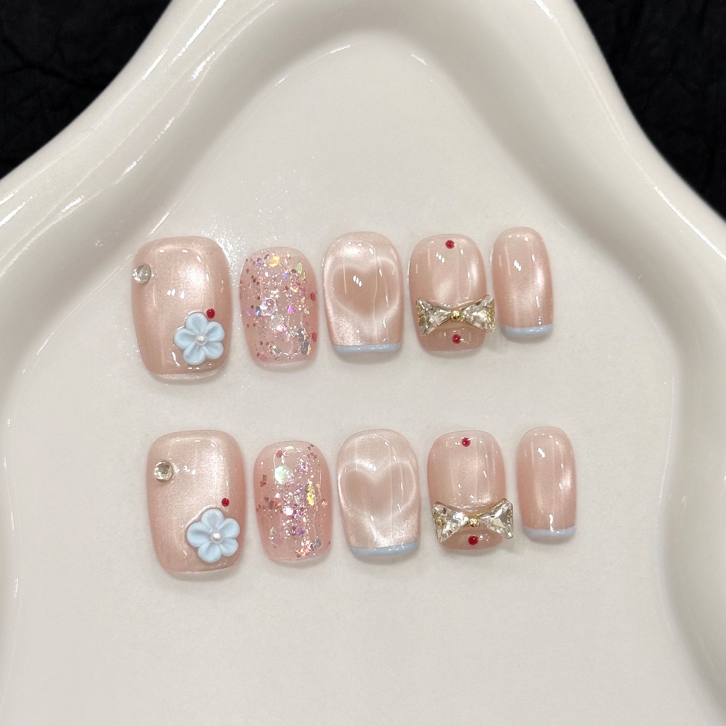 Sweet and light pink series nail art wearable armor