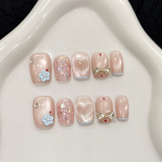 Sweet and light pink series nail art wearable armor