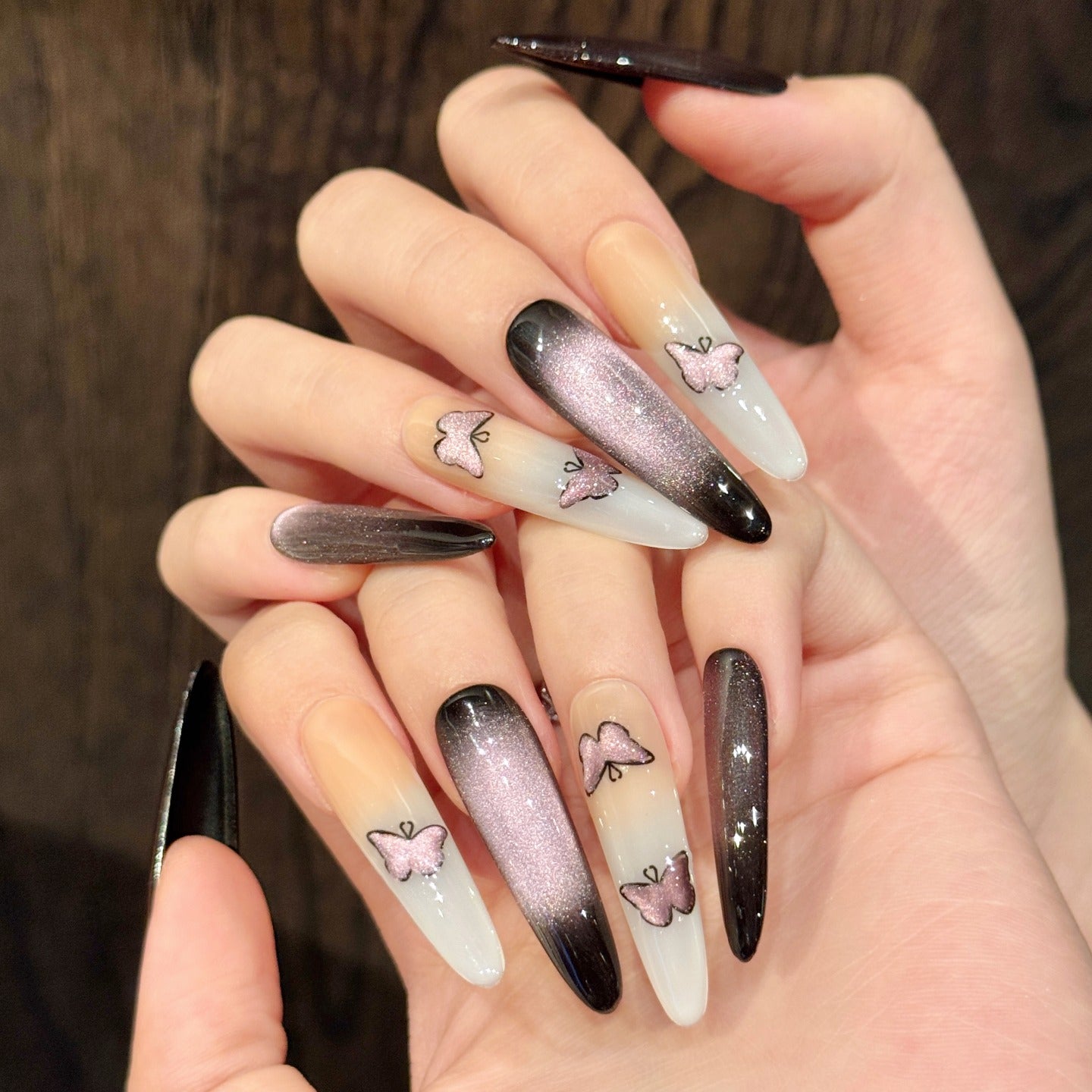 Butterfly Shadow Fantasy Nail Art Wearable Nail pieces