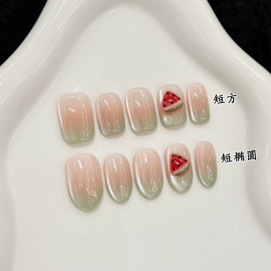 Watermelon Fairy style nail polish wearing nail pads