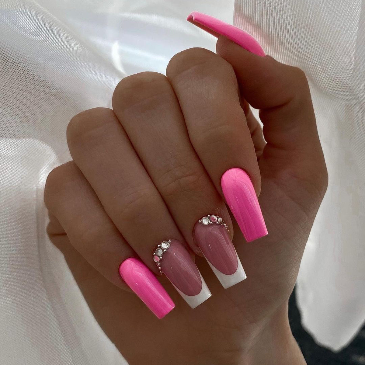 Purely handmade Simple Square False Nails Short French Fake Nails