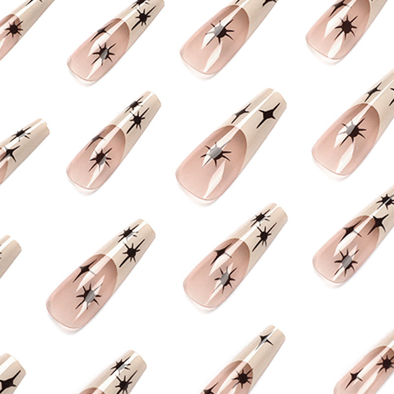 New spring and summer mid-length nude star-shaped hand-made wearable nail nail and nail art whitening finished nail