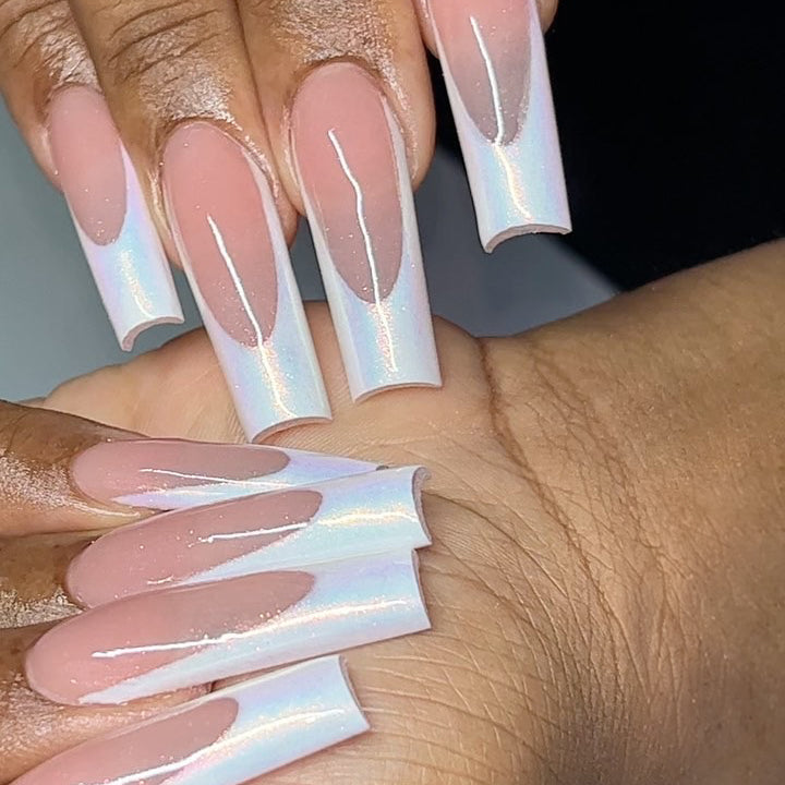 Wearable nail stickers, simple and gentle pink French nail strips, nail finished products, wearable fake nail strips, fake nails